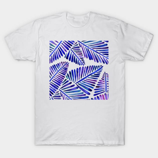 Indigo Banana Leaves T-Shirt by CatCoq